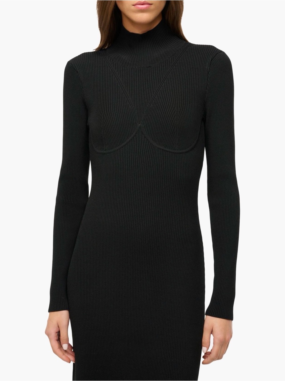 NWT STAUD Obsidian Black Ribbed Open Back Maxi Dress Size M $495